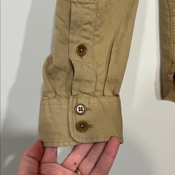 RRL Twill Cotton Military Shirt Button Down in Tan Size Medium - Picture 4 of 8